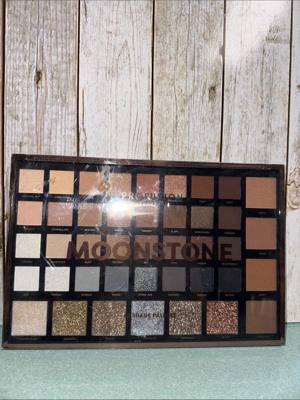 Moonstone Eyeshadow Palette - Neutral Browns, Gold, Silver Bronze& Rosegold Shim